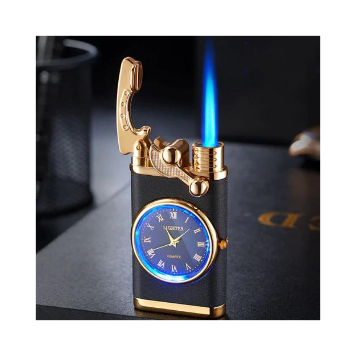 Reloj de Metal con Encendedor de Fuego
