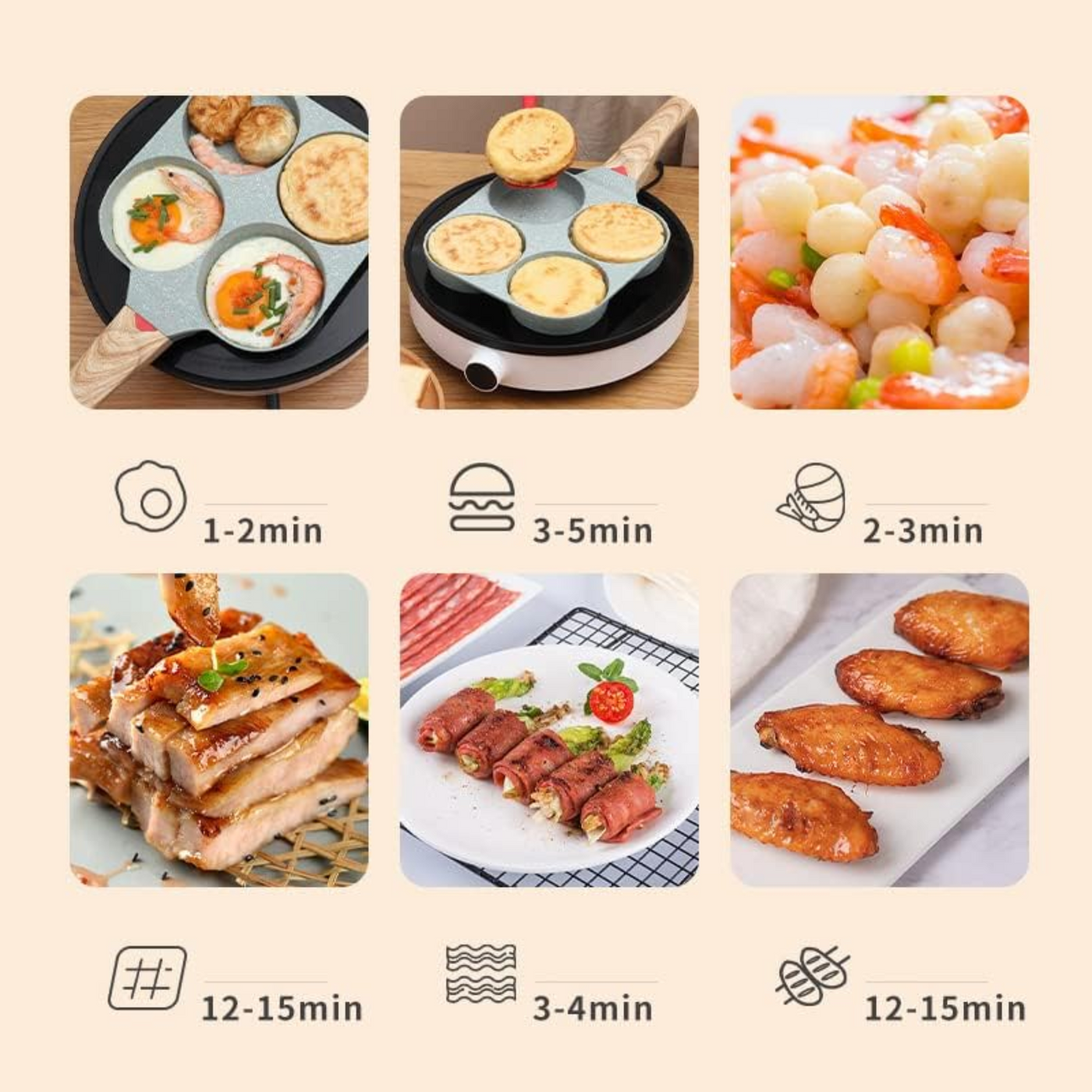 Sartén Antiadherente 4 Espacios Multiuso