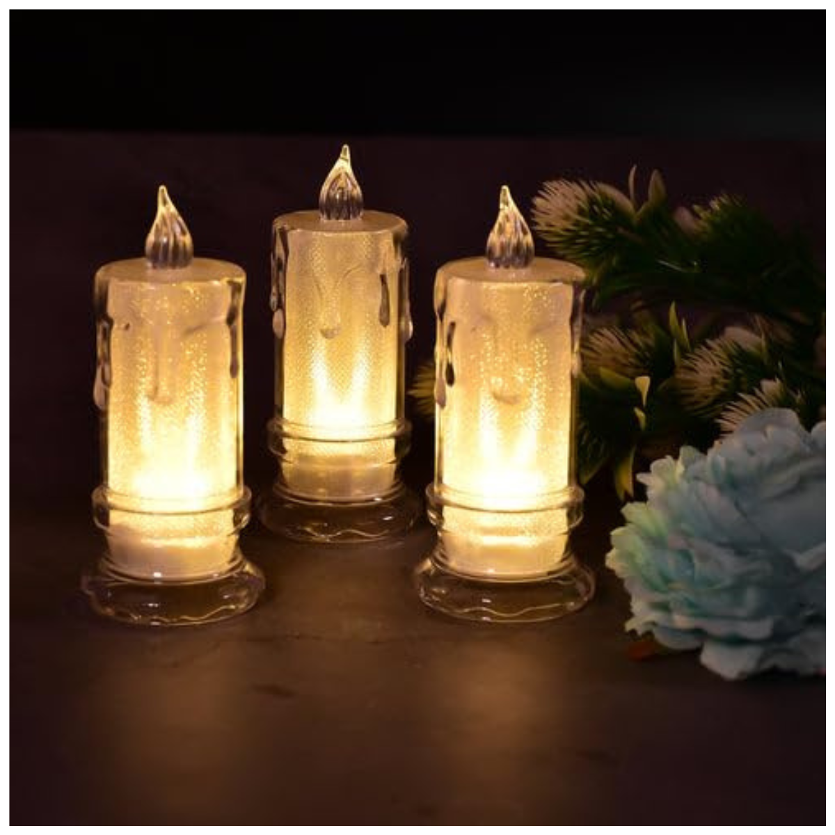 Trio de Velas LED Crystal Glow