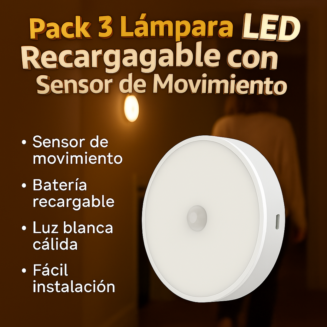 Pack 3 Lámpara LED Recargable Sensor