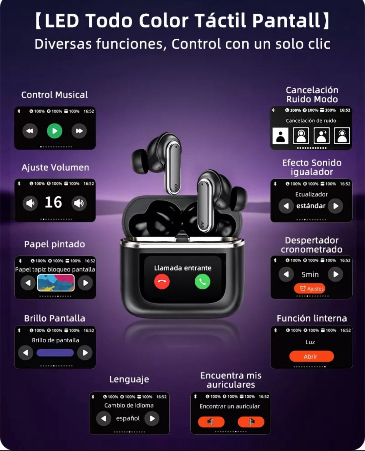 Audífonos pro con pantalla táctil