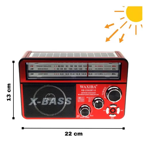 Radio Portátil Carga Solar Waxiba