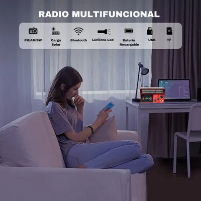 Radio Portátil Carga Solar Waxiba